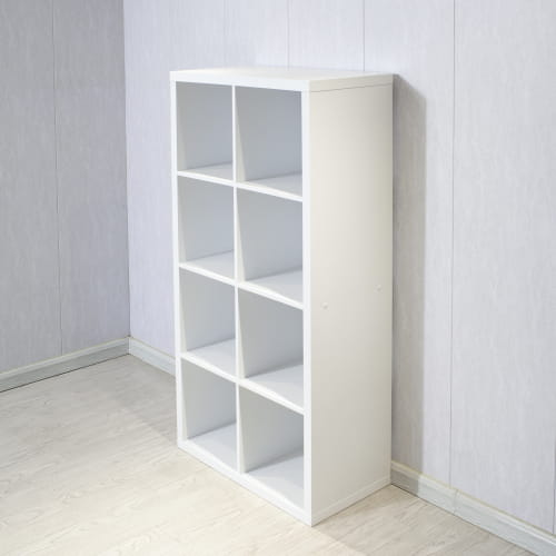 meuble de rangement en cubes blancs avec neuf compartiments ouverts pour l’organisation, pour la maison et le bureau