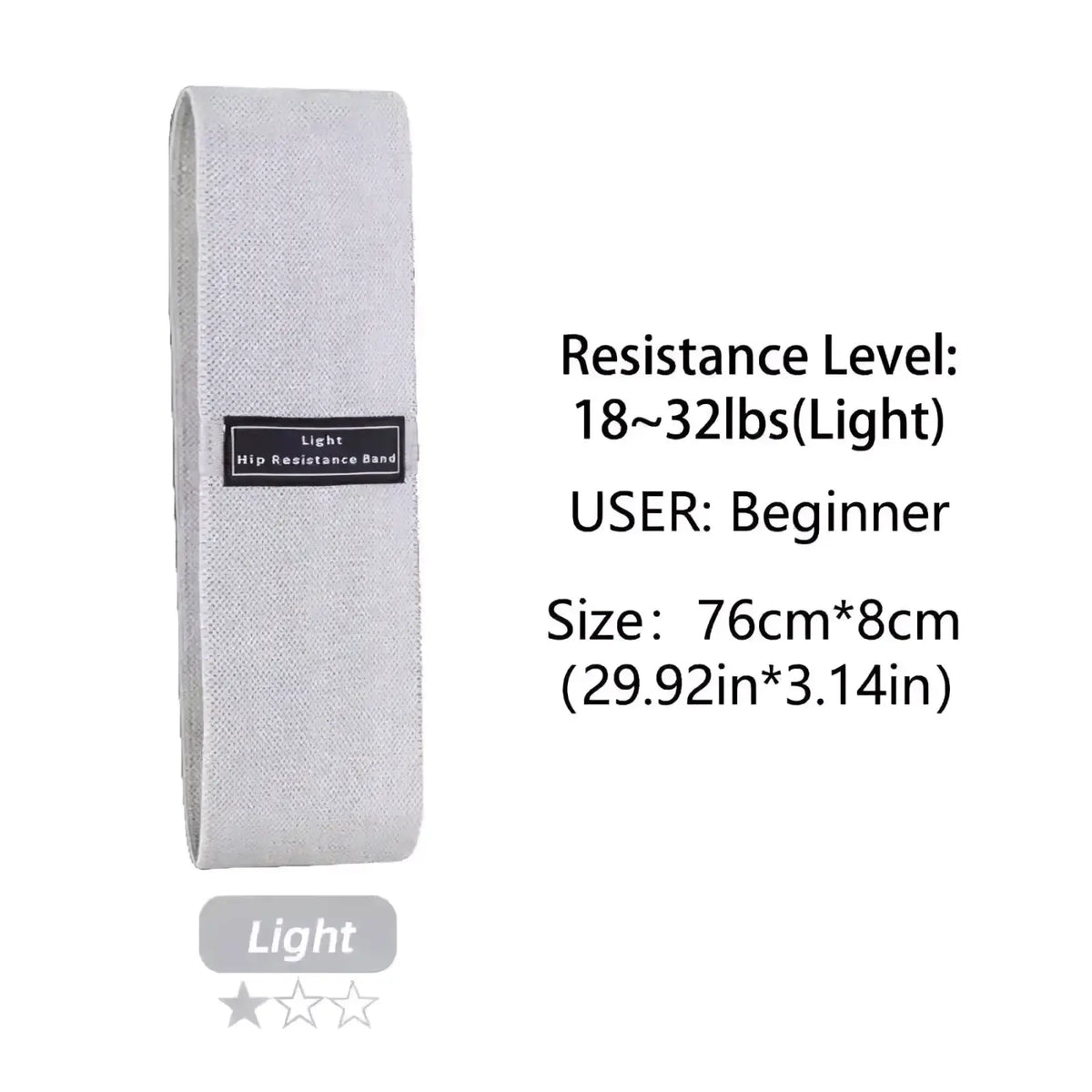 Light gray textured fabric hip resistance band for beginners in a fabric hip resistance bands set