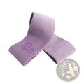 A soft lavender fabric resistance band with textured knit pattern and subtle 40 branding for hip exercises