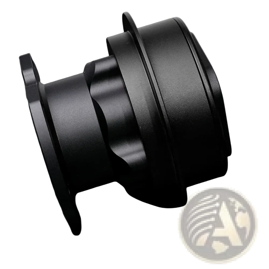 Fanatec Qr2 quick release hub adapter black matte metal camera lens adapter with cylindrical ridged texture