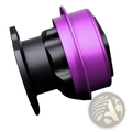 Fanatec Qr2 quick release hub adapter with a purple and black aluminum hub body and matte finish shown from the back side