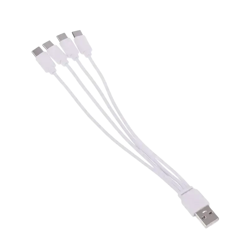 White fast charging cable 4 in 1 usb c 20cm with sleek flexible design for multiple device charging cable use
