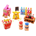 Pink plastic toy popcorn machine with cartoon bear design and new label from fast food micro building block set