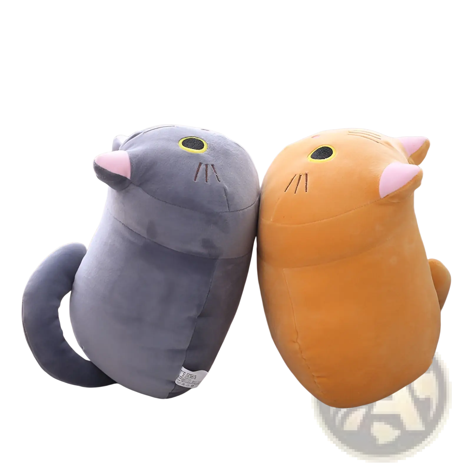 Fat cat plush pillow soft stuffed animal toy featuring two soft plush cat pillows in gray and orange colors