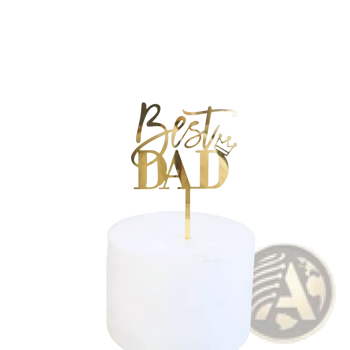 Gold-colored metallic best dad cake topper with crown design for father’s day acrylic super dad cake decoration