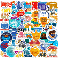 Father’s Day stickers 50 pack featuring colorful designs, playful fonts, and cheerful dad-themed graphics