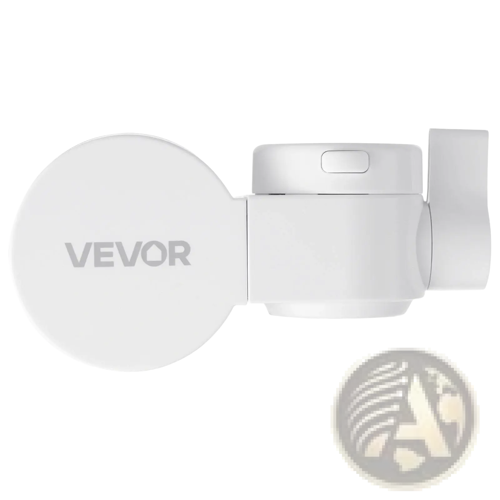 White Vevor faucet mount water filter with sleek modern design and smooth plastic finish for kitchen purification