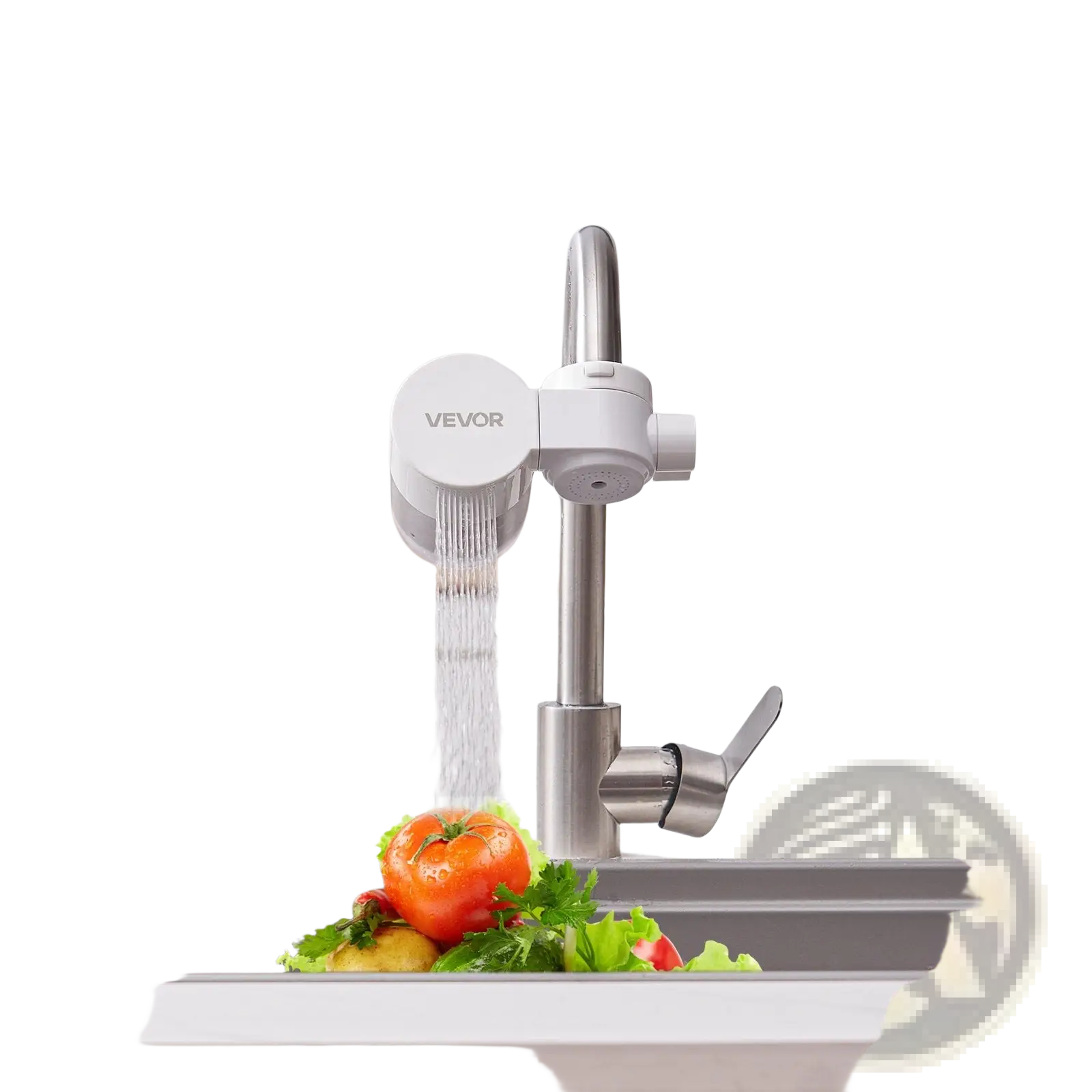 White and stainless steel vevor electric kitchen faucet with sleek modern design for faucet mount water filter purifier