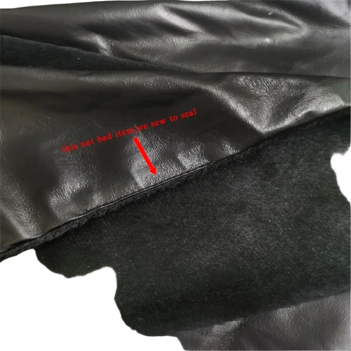 Black faux leather winter scarf head cover with soft plush interior lining for warmth and comfort