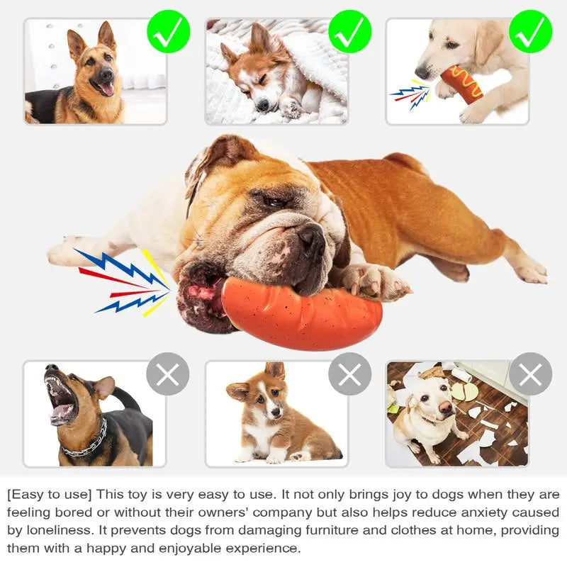 Jouet à mâcher indestructible pour chien, caoutchouc avec bruit de sifflement, nettoie-dents