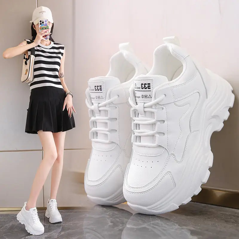 Breathable Platform Lace Up Casual Sneakers