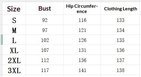 Le tableau présente des mesures de taille pour une combinaison salopette en denim à jambes larges rétro, indiquant la poitrine, le tour de hanches et la longueur des vêtements pour les tailles S à 3XL.