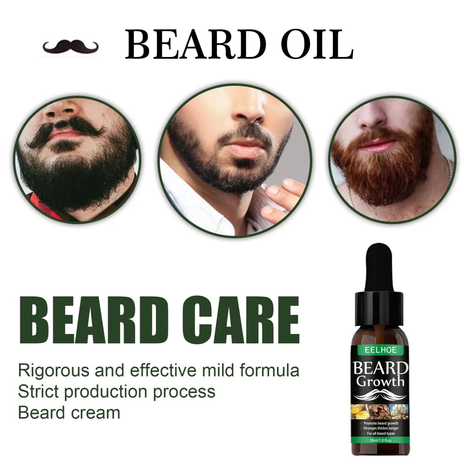 Un frasco de vidrio color marrón oscuro con tapa cuentagotas negra y etiqueta eelhoe que contiene suero para el crecimiento de la barba, diseñado para el cuidado de la barba en un kit de dermaroller de 40 ml.