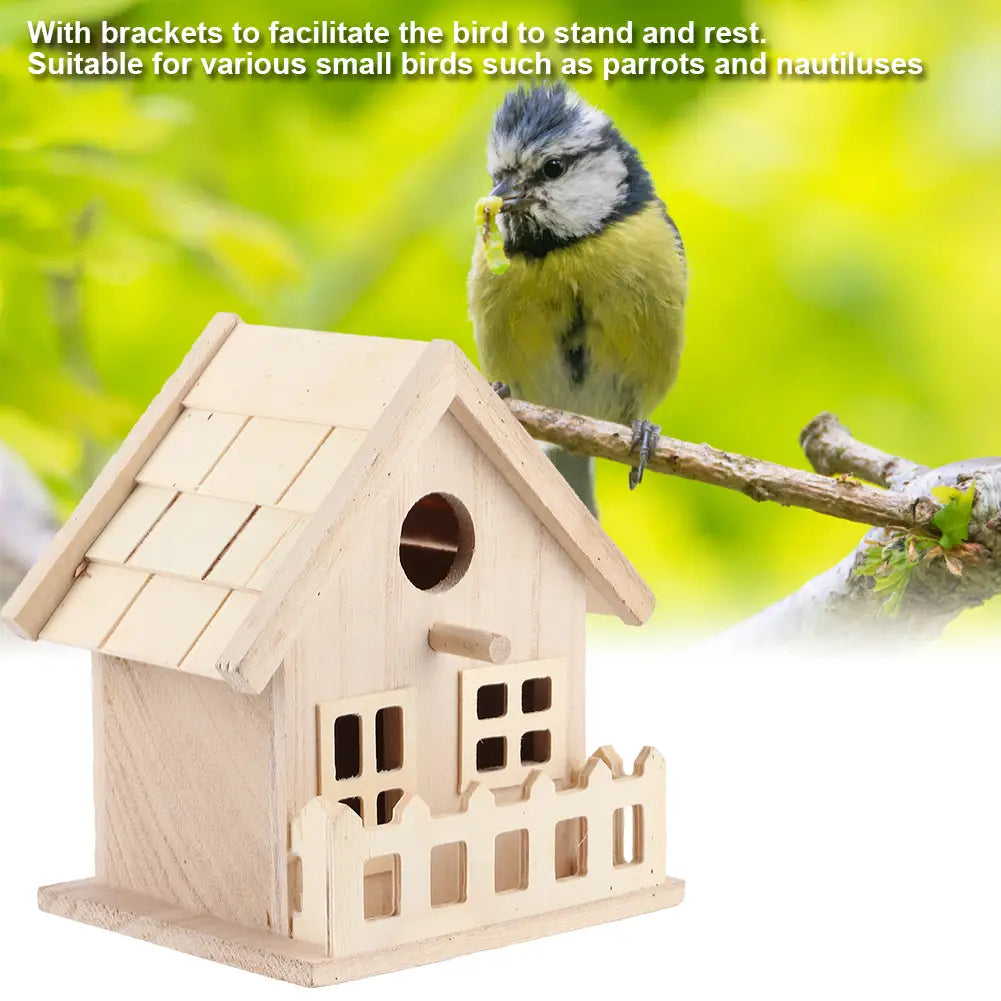 Casa de madera para aves colgante, nido para loros y aves pequeñas