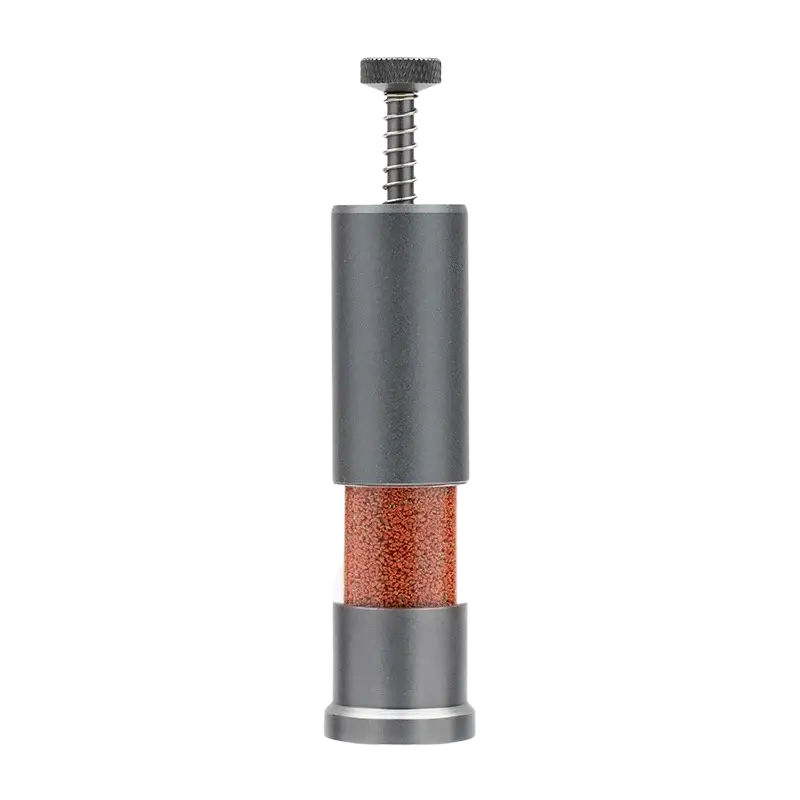 Aquapro f1 mini aluminum alloy feeder mini aquarium accessories with gray metallic body and transparent chamber of fish food