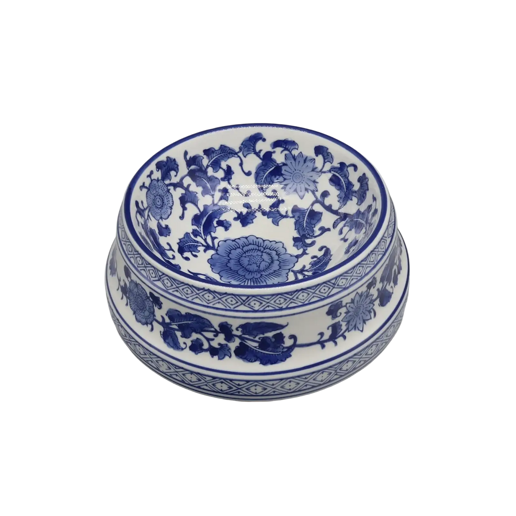 Feeding bowl ceramic blue floral porcelain set bowl ceramic with intricate patterns 22cm diameter 8cm height