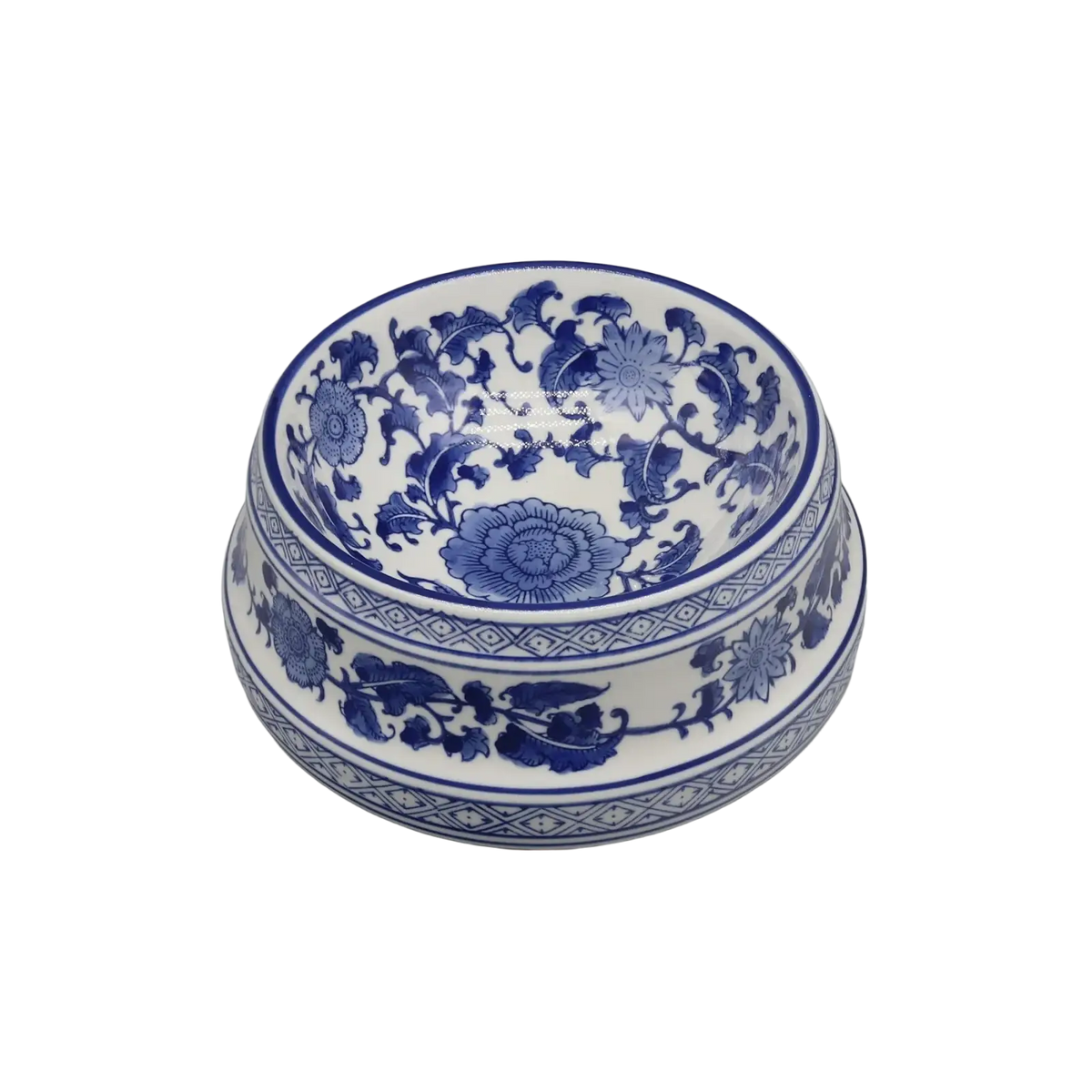 Feeding bowl ceramic blue floral porcelain set bowl ceramic with intricate patterns 22cm diameter 8cm height
