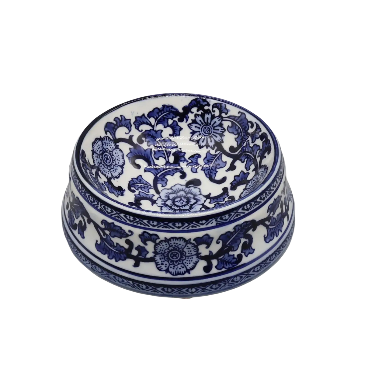 Feeding bowl ceramic blue floral porcelain set featuring a traditional bowl ceramic with intricate patterns