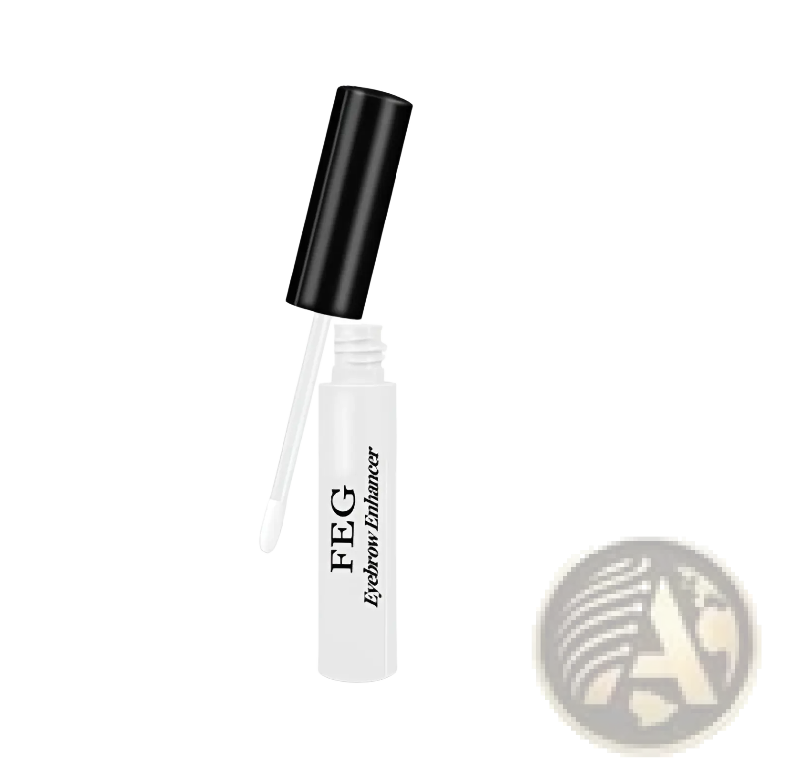 Feg eyebrow enhancer growth serum tube in white with black cap and clear applicator wand for longer brows