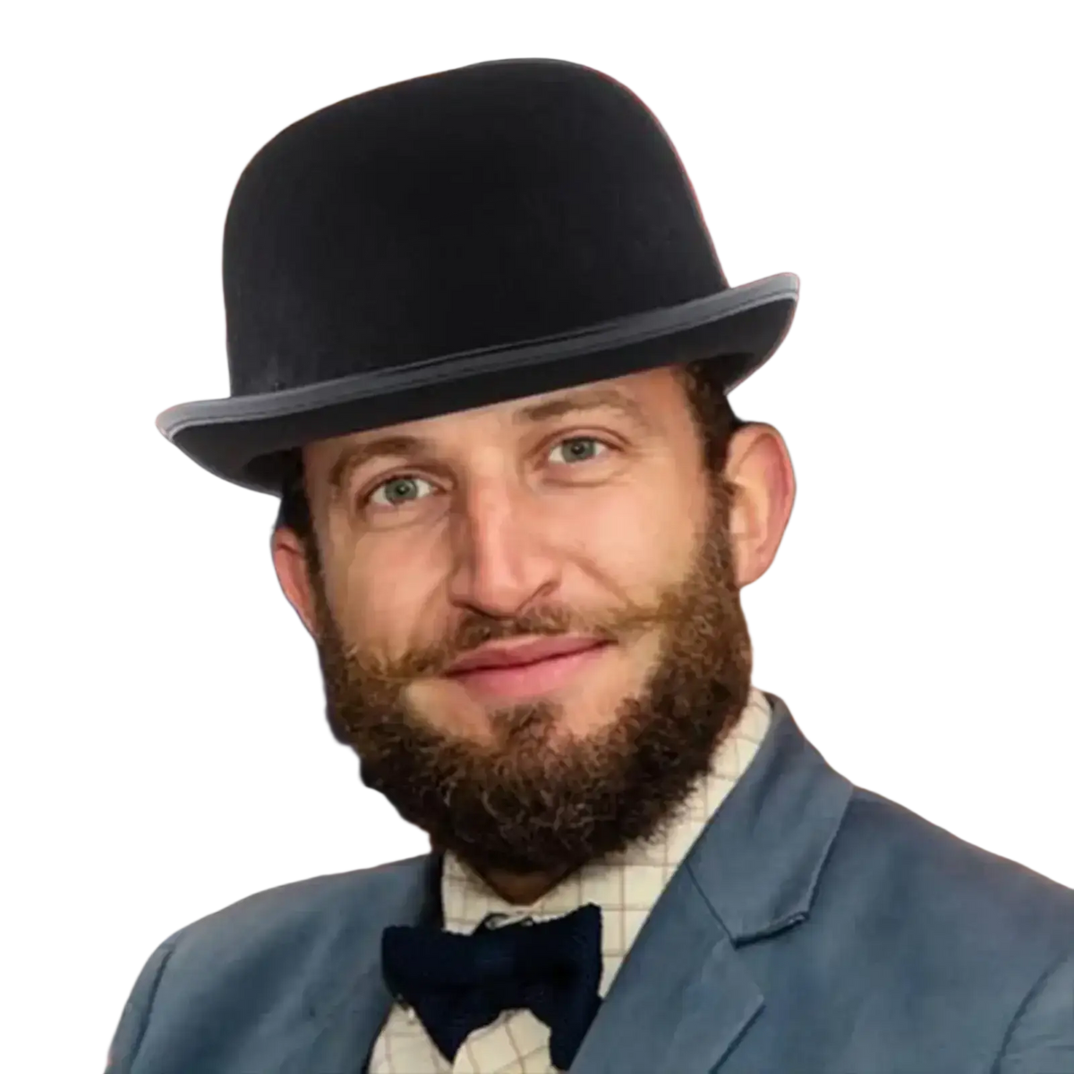 Black velvet bowler hat made of felt for tuxedo costume headwear and formal dress use