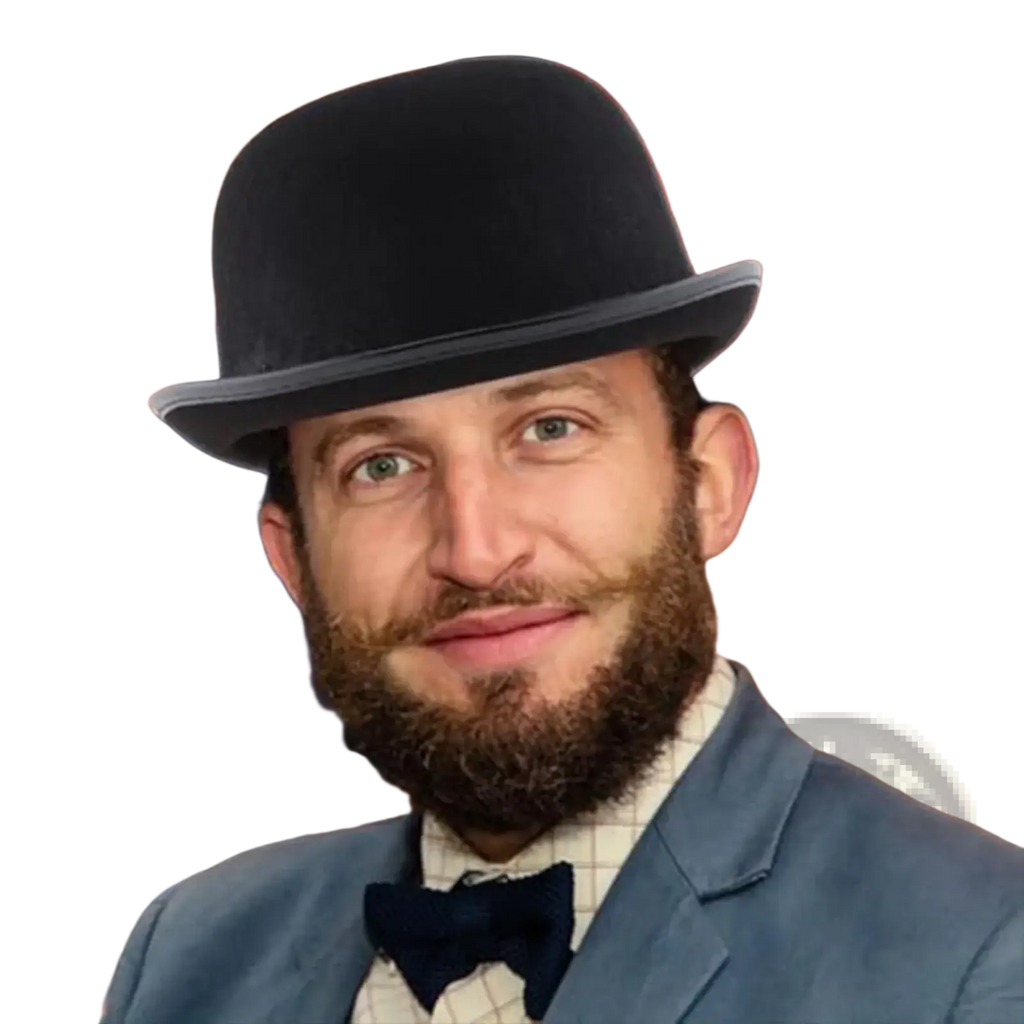 Black velvet felt bowler hat with subtle gray trim suitable for tuxedo costume headwear