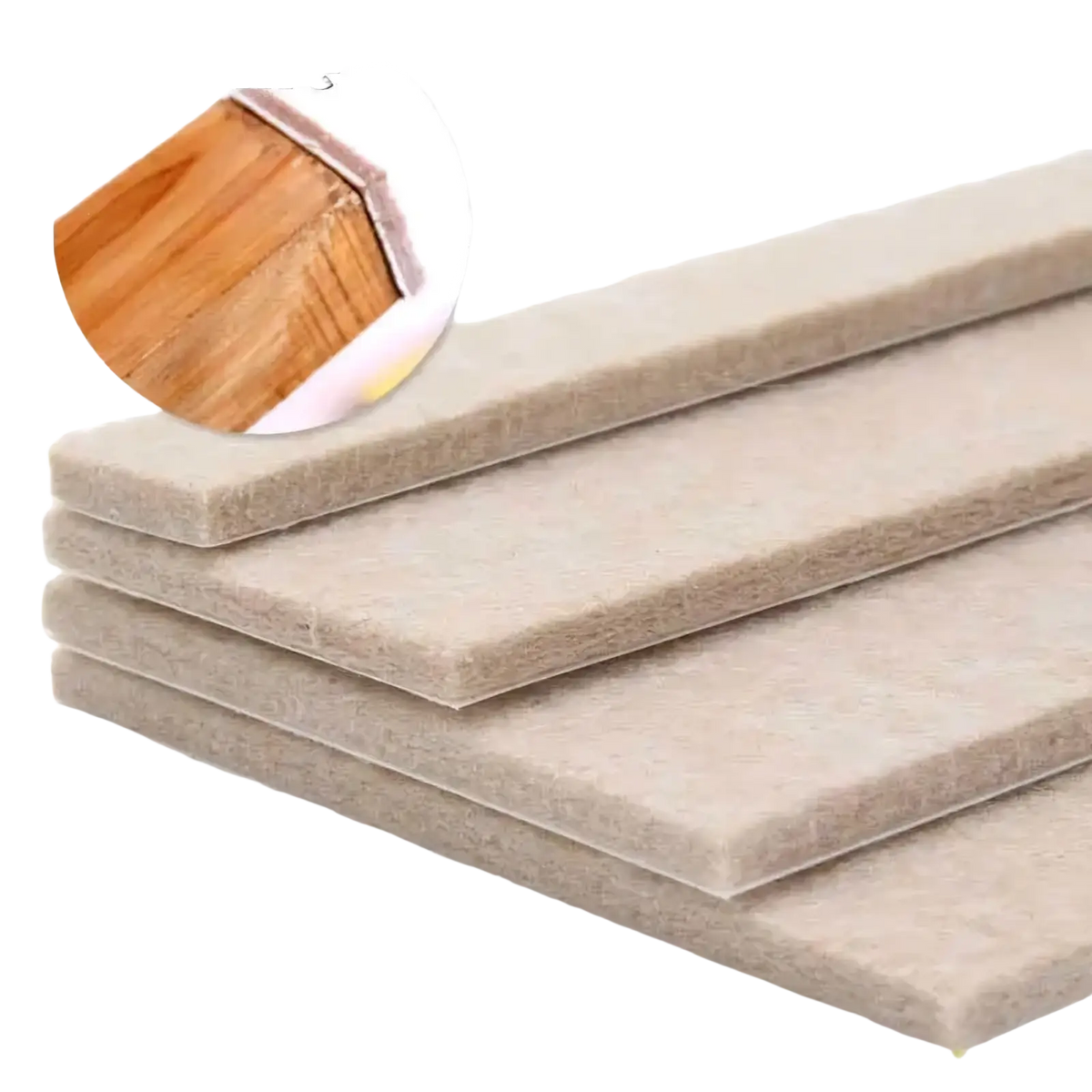 Beige felt furniture pads 5mm thick floor protector measuring 30cm by 21cm for preventing floor scratches