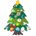 Green felt wall christmas tree decoration with colorful removable fabric ornaments including santa and reindeer