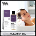Ouhoo feminine wash gel ph balanced 100ml in clear bottle with purple label and black cap containing light gel