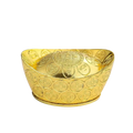 Golden 30g feng shui gold ingot tabletop decor with embossed coin patterns and engraved characters for fortune