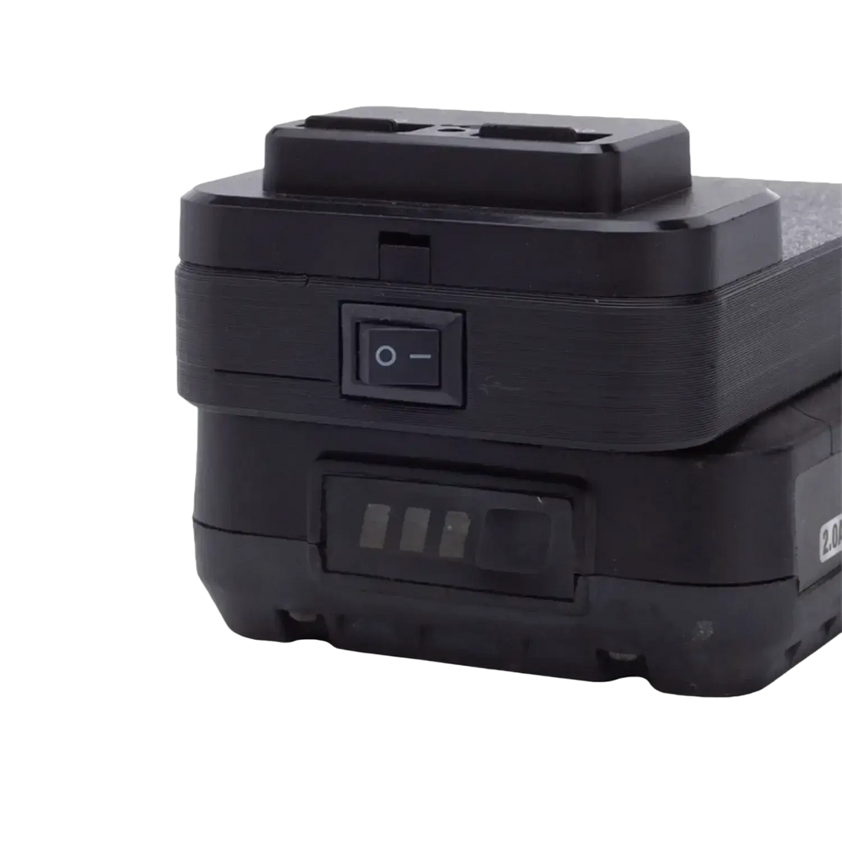 Black plastic ferrex 20v power bank battery with switch and fast charging usb adapter indicator lights