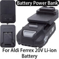 Black plastic ferrex 20v power bank charger with pd and qc3.0 ports for fast charging aldi ferrex batteries