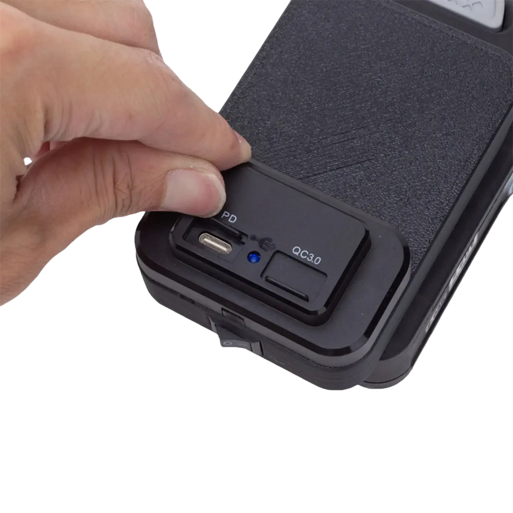 Black rugged ferrex 20v power bank usb adapter with pd and qc3.0 ports for fast charging
