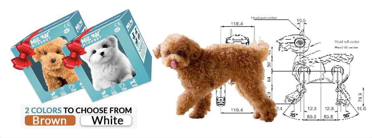 Brown plush toy poodle interactive plush robot puppy with sound and music designed for engaging play.