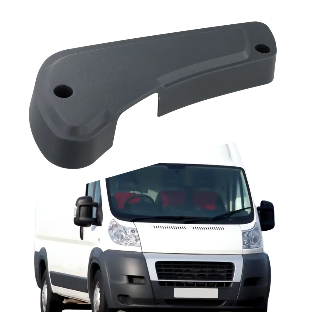 Black plastic door handle cover for fiat ducato van driver seat panel model 60911360 shown from back side