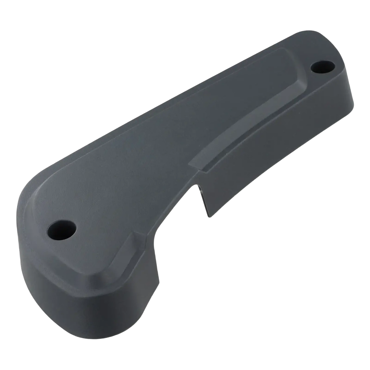 Fiat Ducato driver seat panel dark gray plastic handle with ergonomic design and two mounting holes back side view