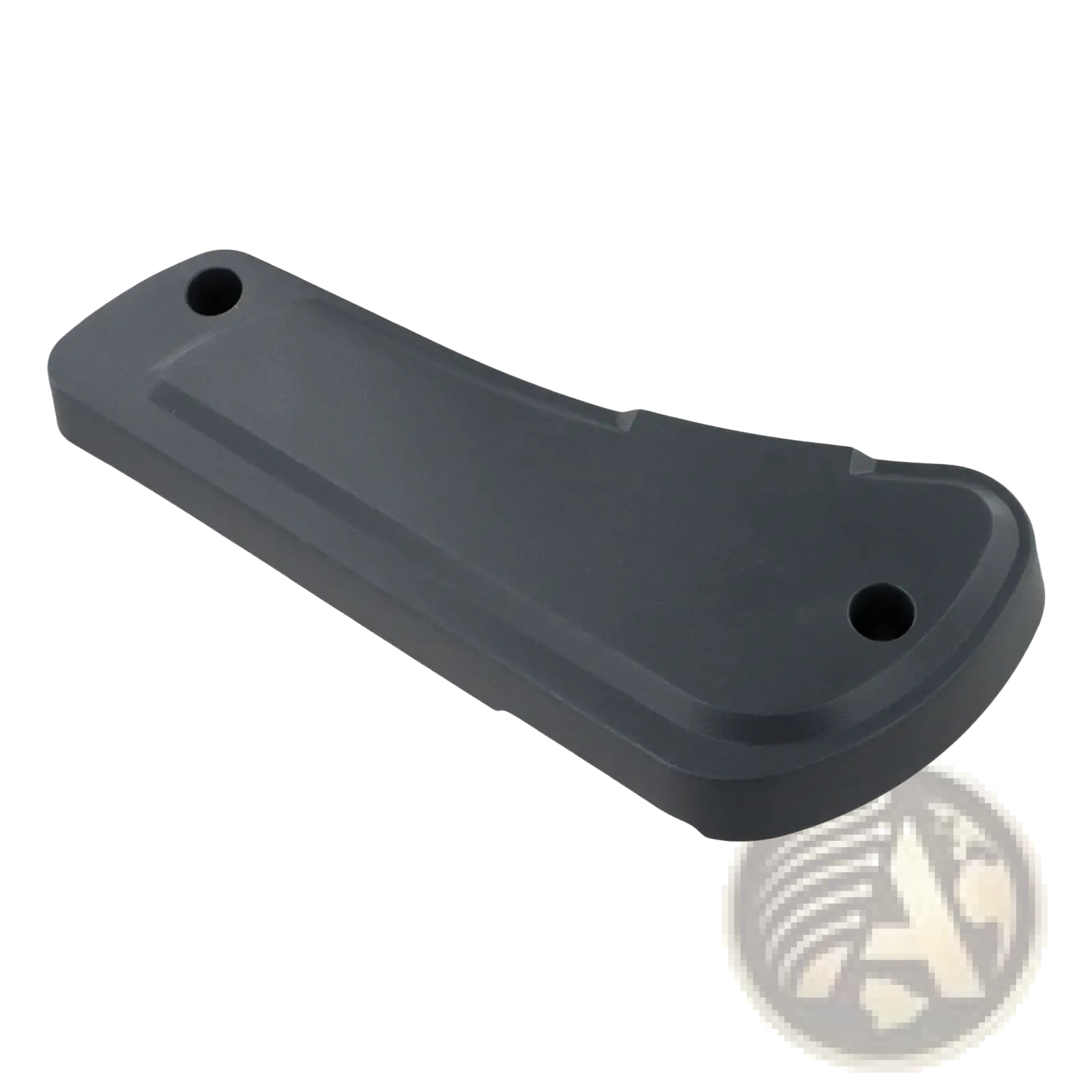 Fiat Ducato driver seat panel dark gray plastic handle cover with two circular mounting holes visible from the back side