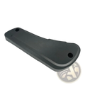 Black plastic Fiat Ducato driver seat panel 60911360 with two circular mounting holes shown from back side