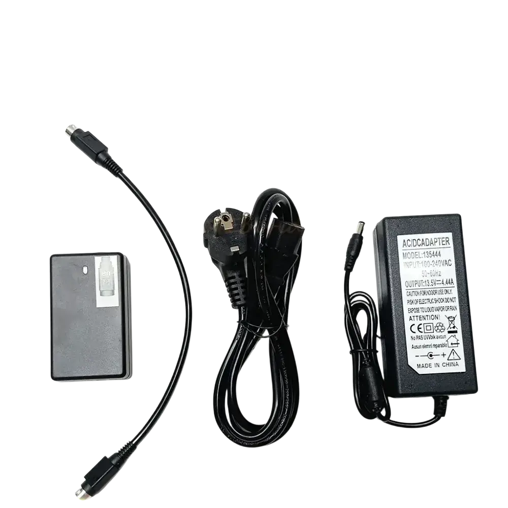Black ac/dc power adapter with coiled cable for fiber fusion splicer model 135444 used in mainland china signal fire charger