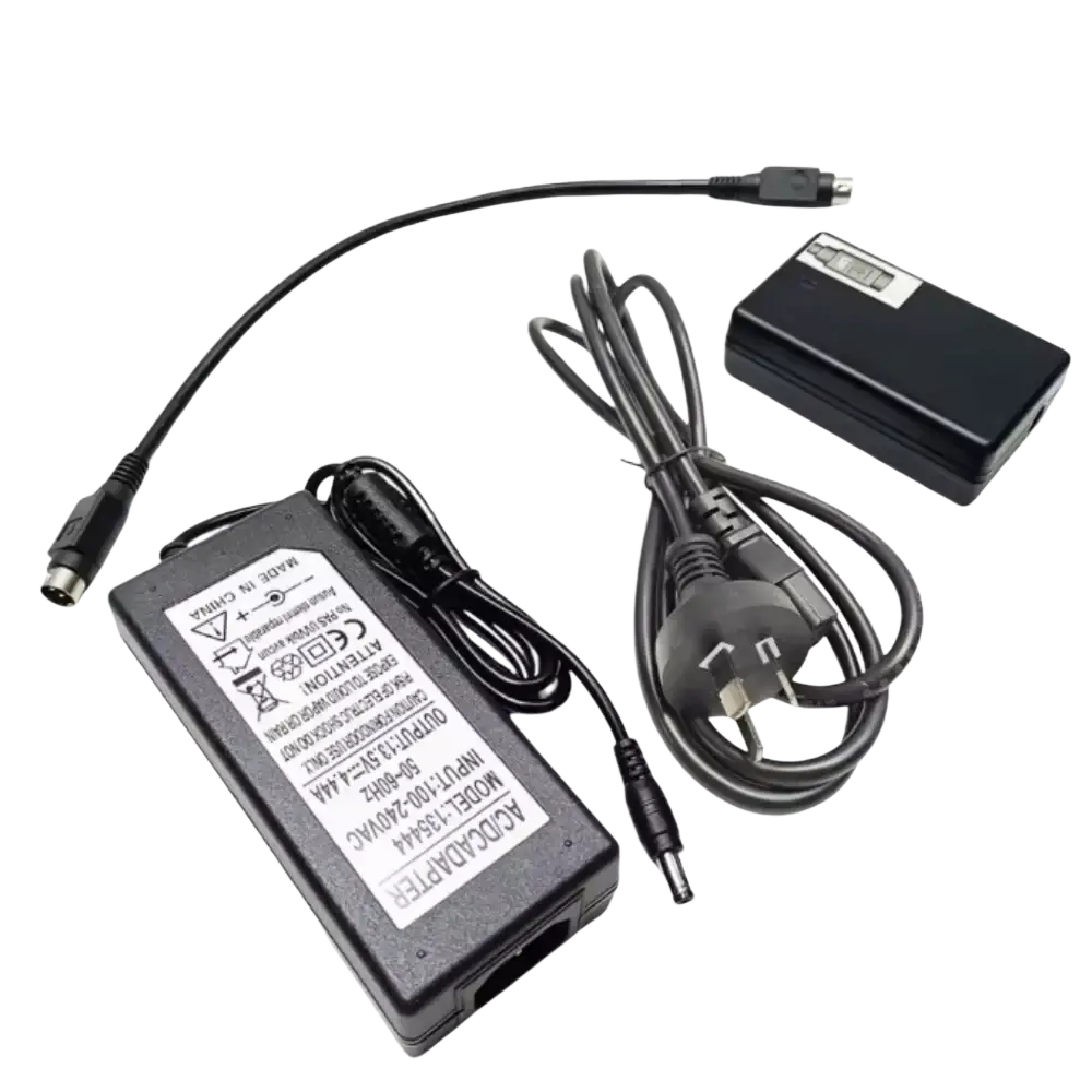 Black au power supply adapter with coiled cables for fiber fusion splicer charger from mainland china