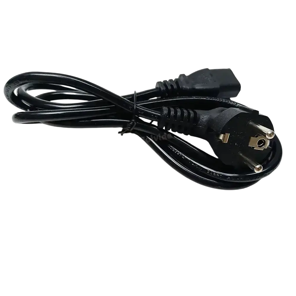 Black power cord with two european plugs including grounding pin for fiber fusion splicer charger mainland china