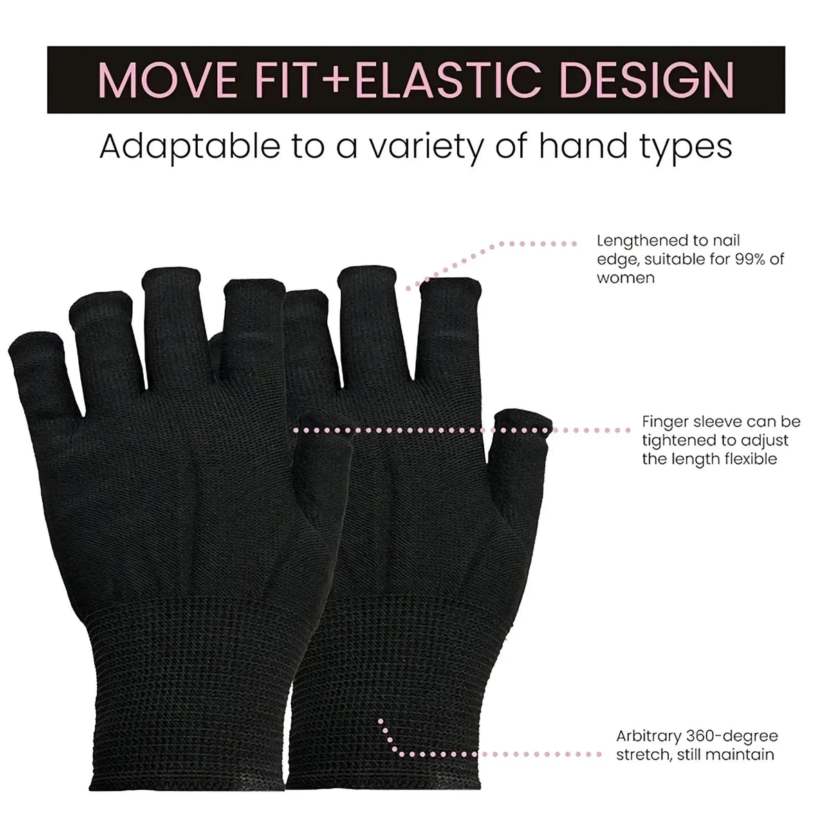Black fingerless knit gloves unisex athletic wrist support with stretchy fabric elasticated wristband and adjustable sleeve