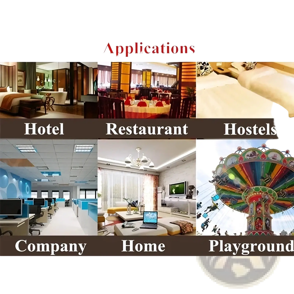 Fire escape mask 30 minute protective respirator showing its use in hotel, restaurant, hostel, company, home, and playground