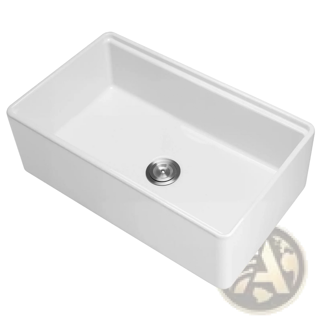 Fireclay farmhouse sink 32.5 inch white ceramic workstation with stainless steel drain for kitchen use