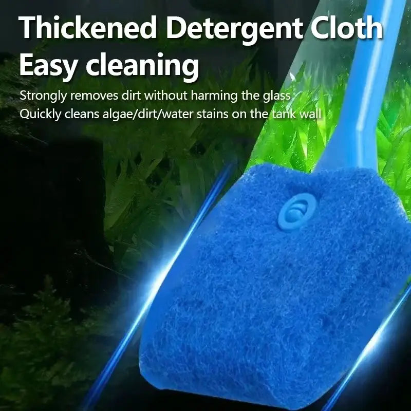 Blue thickened detergent cloth cleaning brush with blue handle for easy removal of algae on fish tank glass and tank glass plants