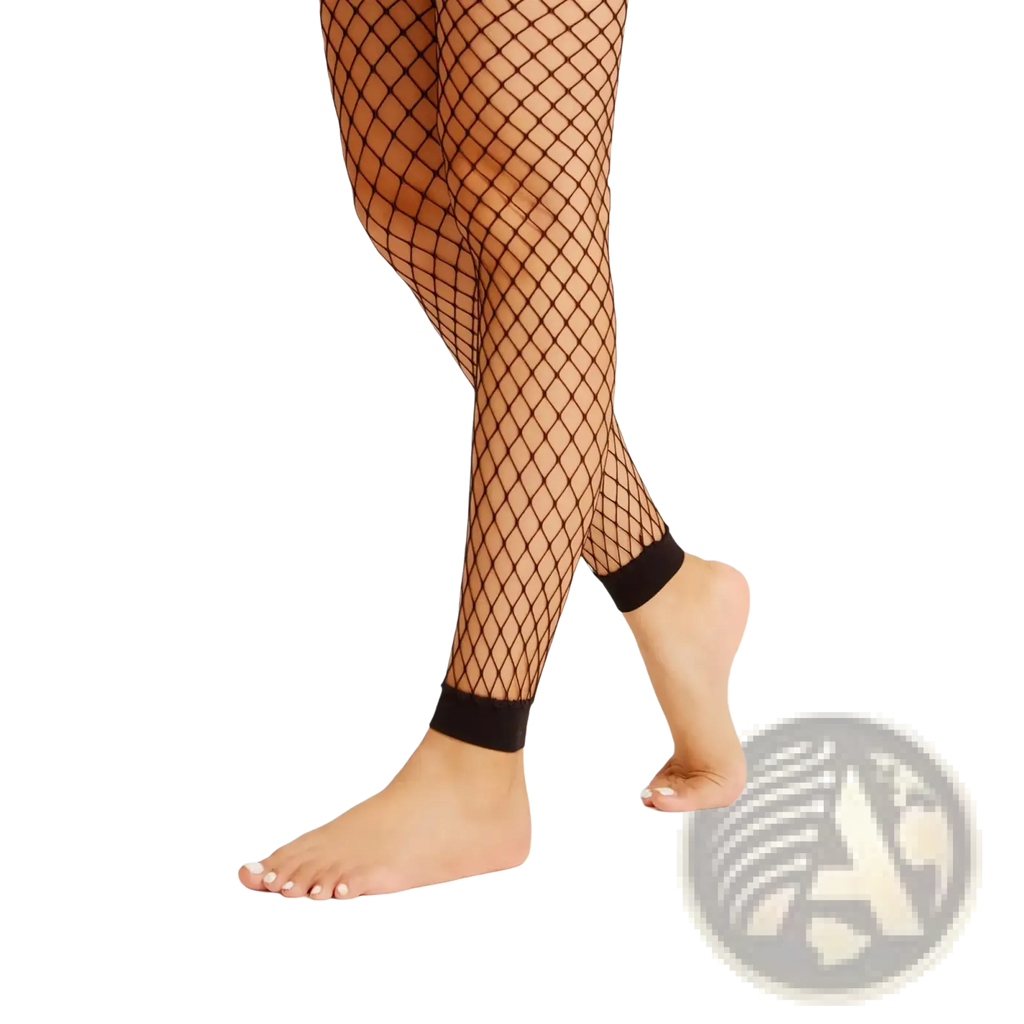 Black fishnet ankle socks for women featuring mesh material and a solid black elastic band at the ankle