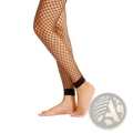 Black fishnet ankle socks for women with a solid black elastic band at the ankle made of mesh material