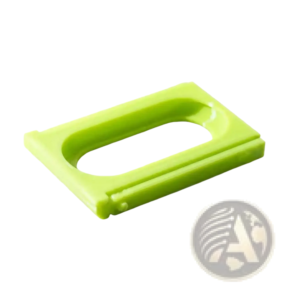 Bright lime green plastic Fitbit Air and Whoop 5.0 modification adapter clip with rectangular shape and oval cutout