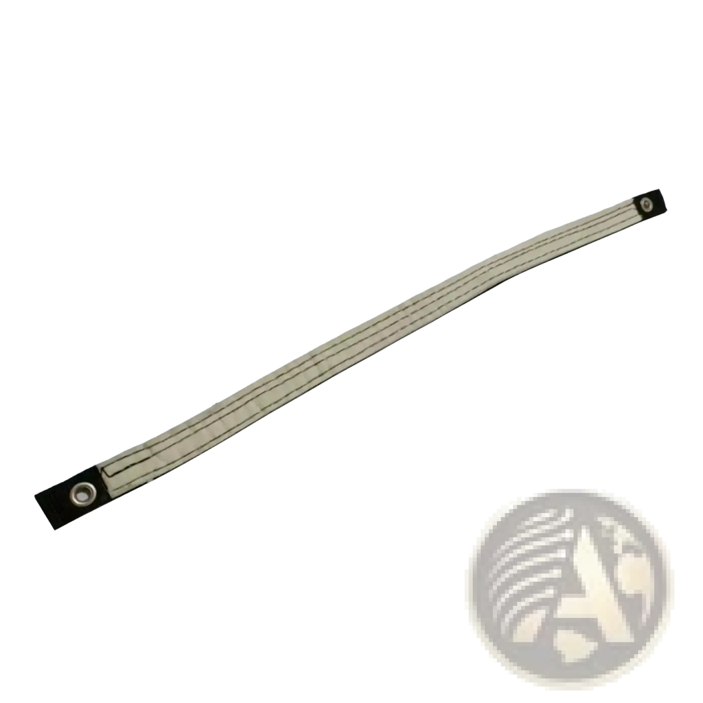 Fitness bike friction resistance belt 45cm beige fabric strap with black reinforced ends and metallic eyelets