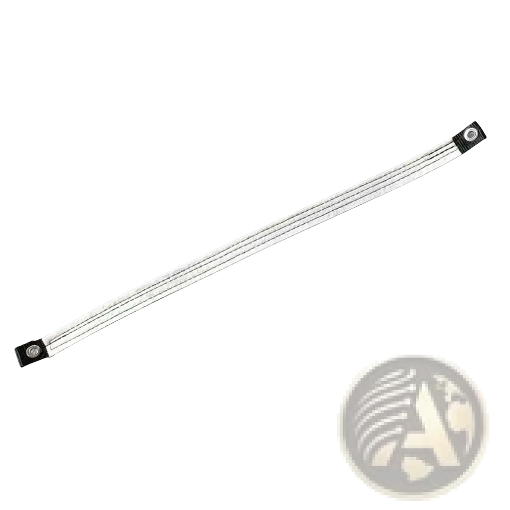 Silver braided fitness bike friction resistance belt 45cm with black end caps and metallic connectors
