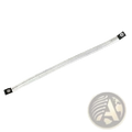 Silver braided fitness bike friction resistance belt 45cm with black end caps and metallic connectors